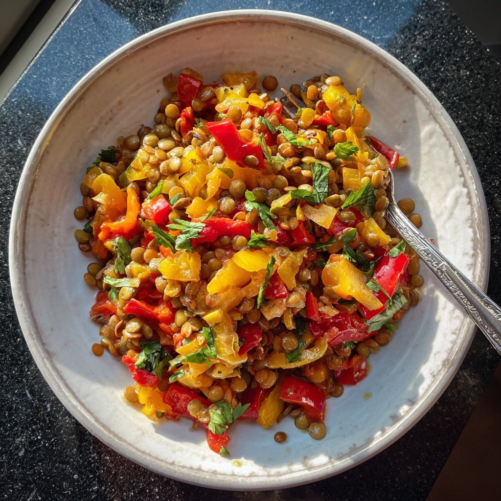 Salat Zum Grillen Mit Linsen Und Paprika