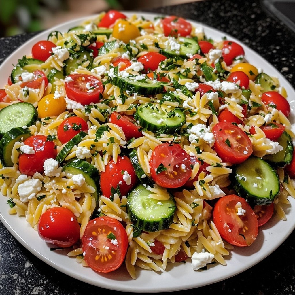 Griechischer Orzo Nudelsalat