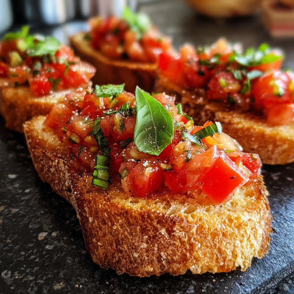 Bruschetta mit Tomaten und Basilikum