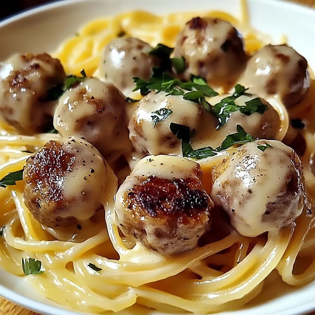 Cremige Pasta mit Fleischbällchen