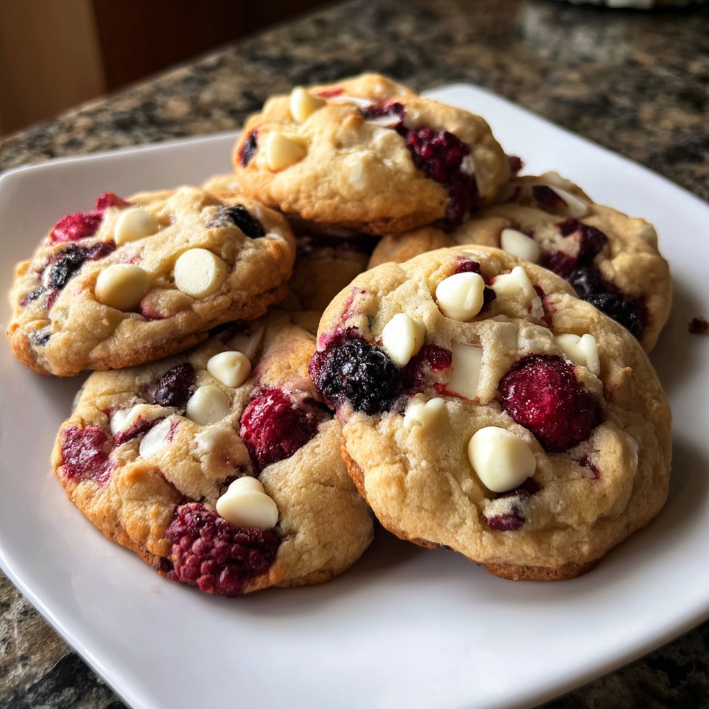 Cookies mit weißer Schokolade und Beeren