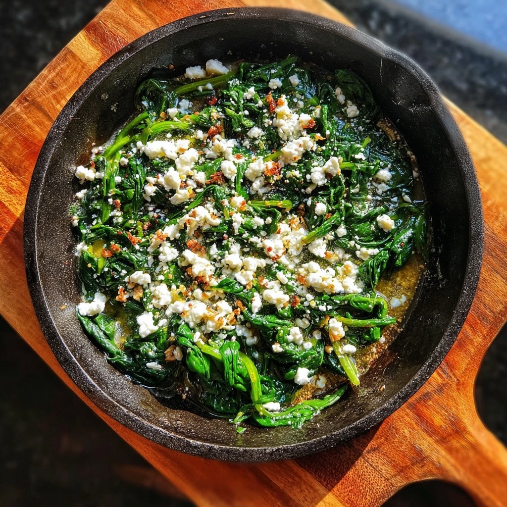Vegetarische Spinat Pfanne Mit Feta