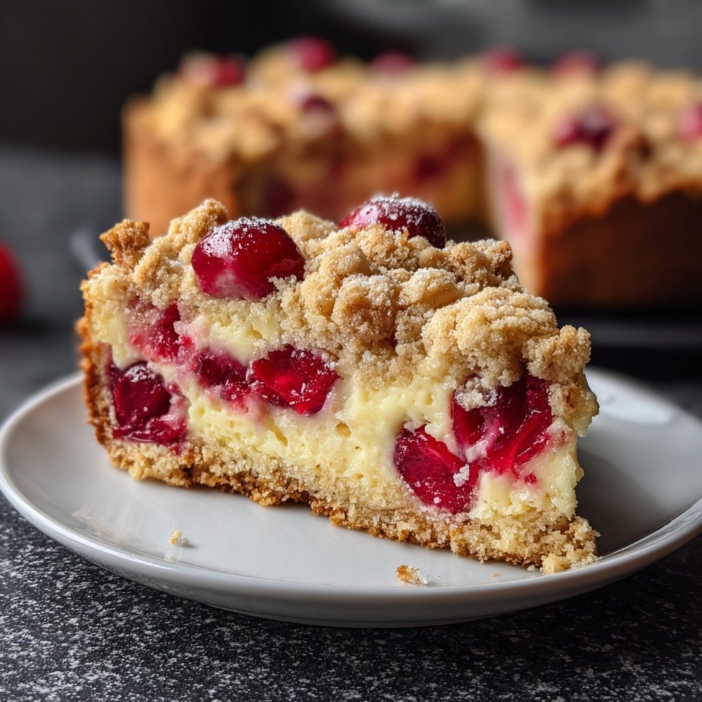 Streuselkuchen Mit Pudding Und Kirschen