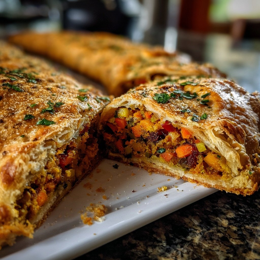 Gemüsestrudel mit Kräuterdip