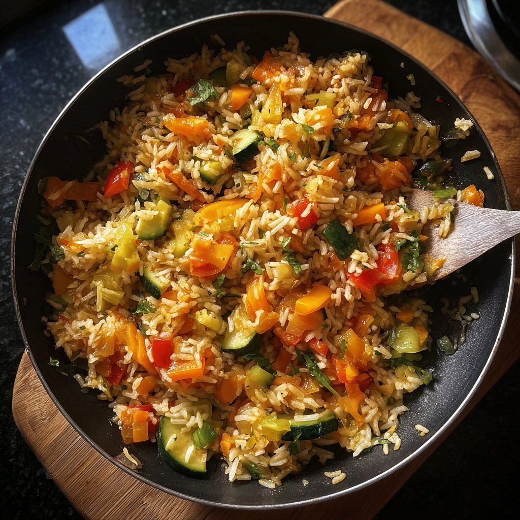 Vegetarische Gemüse Reispfanne