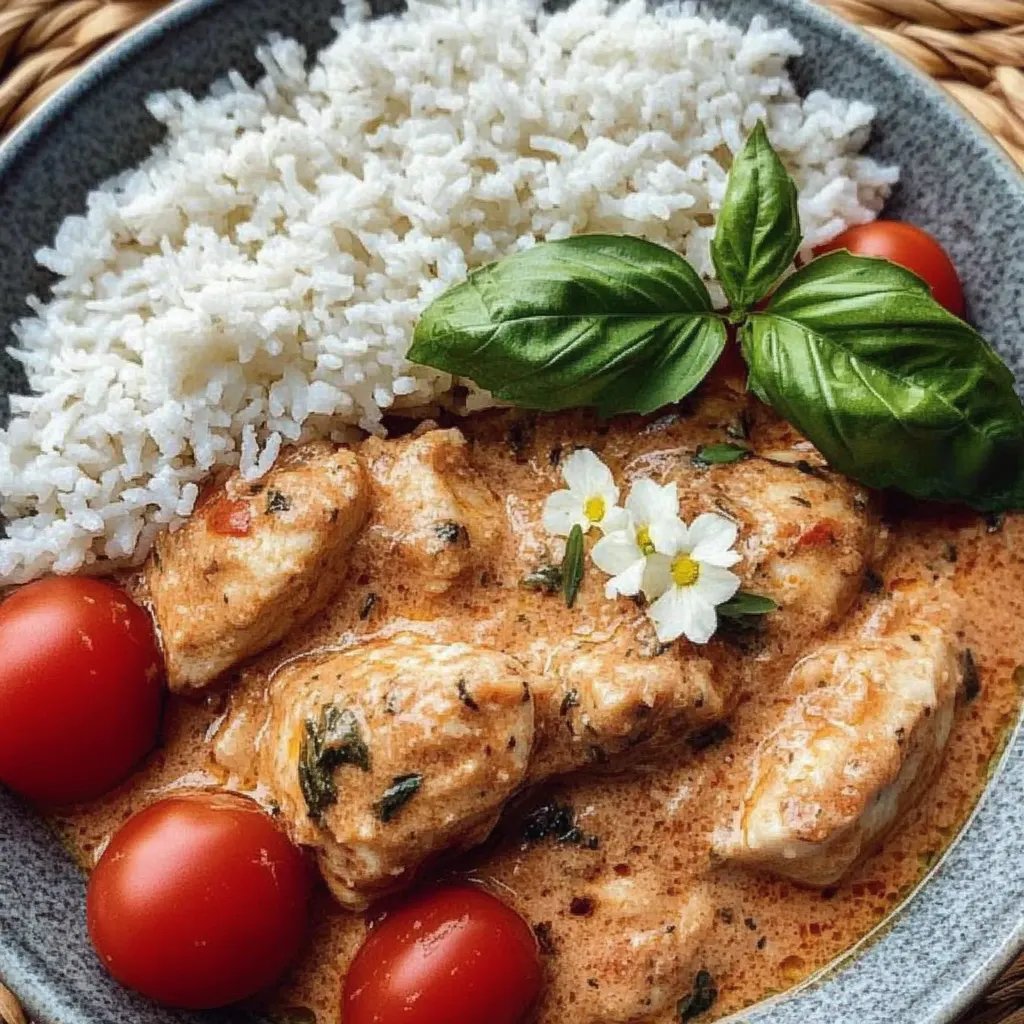 Tomatiges Hähnchen mit Reis