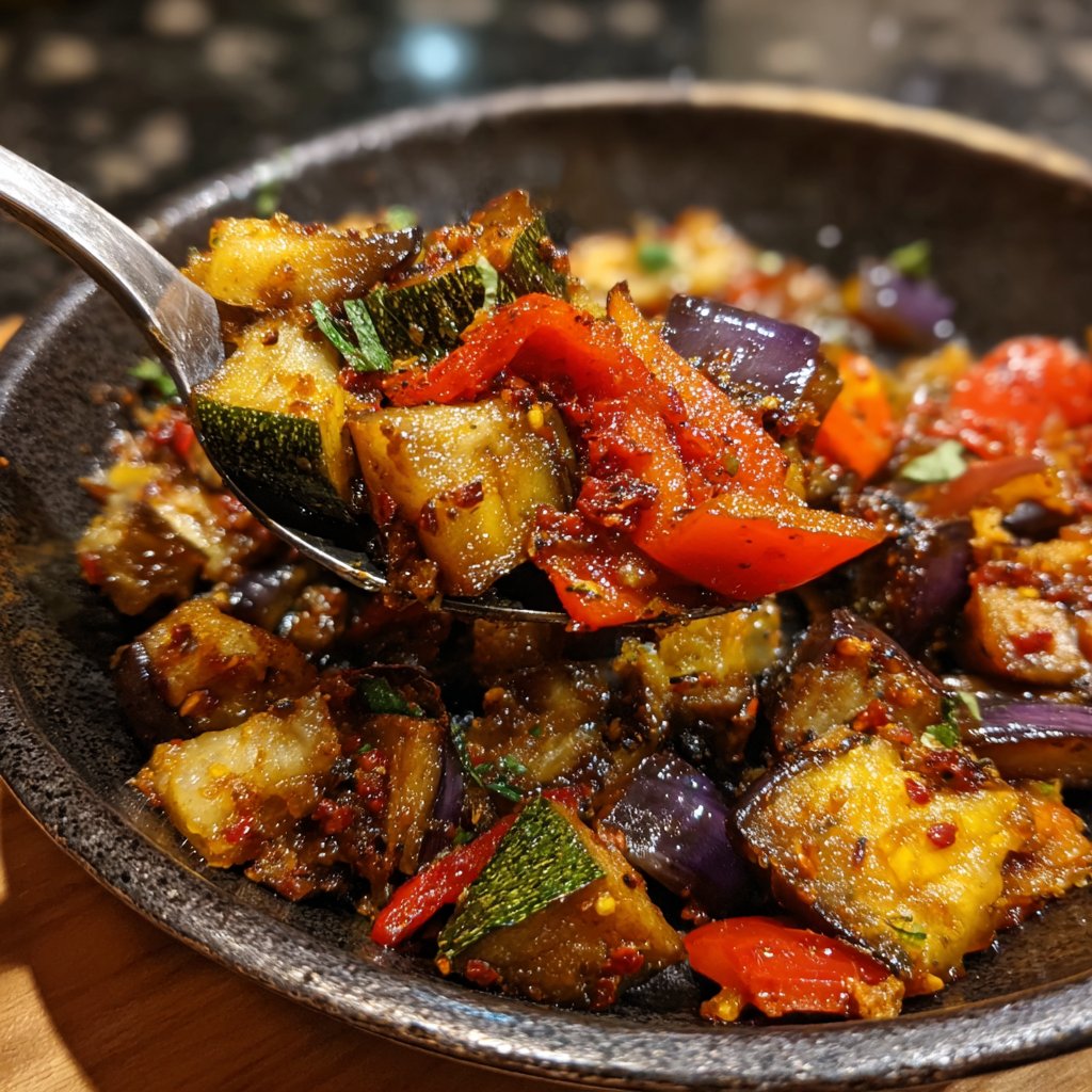 Auberginenpfanne orientalisch mit Kreuzkümmel